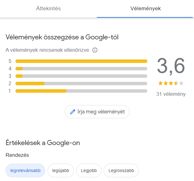 google értékelések
